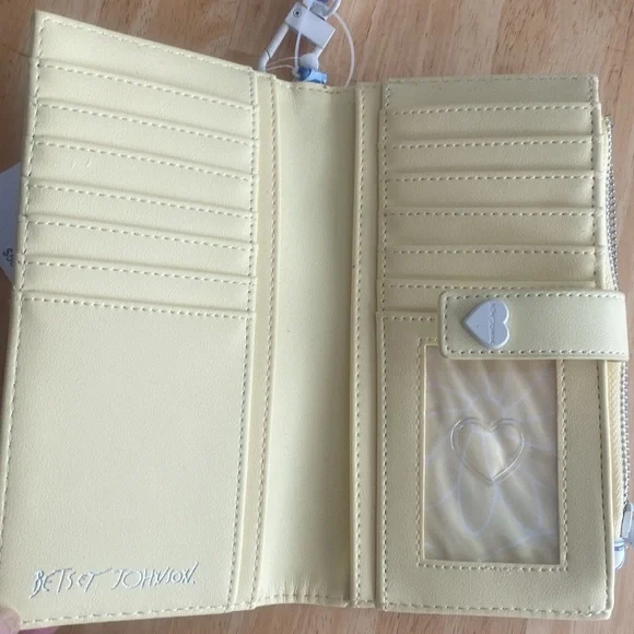 Betsey Johnson Blue white yellow Floral Wallet wristlet phone holder NWT. - Picture 7 of 13
